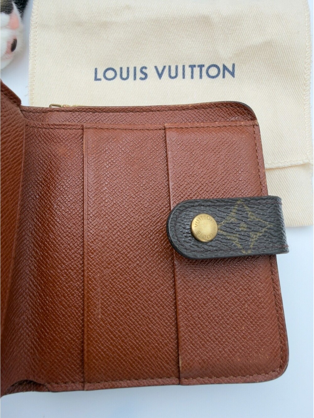 Authentic Vintage Louis Vuitton LV Monogram Compact Zip Bifold Wallet Dust Bag - Picture 11 of 15
